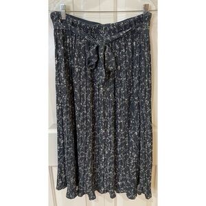 Alice Blue Skirt Womens X-Large Blue Gray Floral Pleated Belted Midi CottageCore